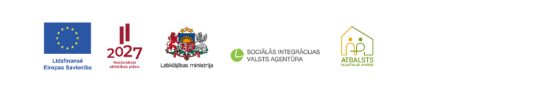Eiropas Savienības, Nacionālā attīstības plāna 2027, Labklājības ministrijas, Sociālās integrācijas valsts aģentūras un projekta “Atbalsts paliatīvajai aprūpei” logotipi.