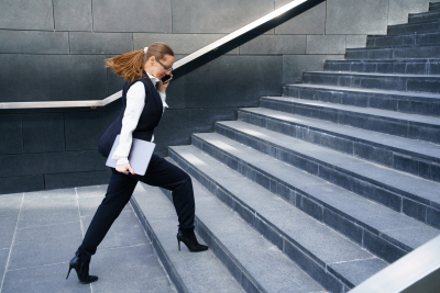 Women walking stairs