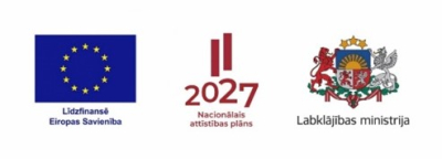 Trīs logo - Labklājības  ministrijas, Nacionālais attistības plāns, Līdzfinanse Eiropas savienība
