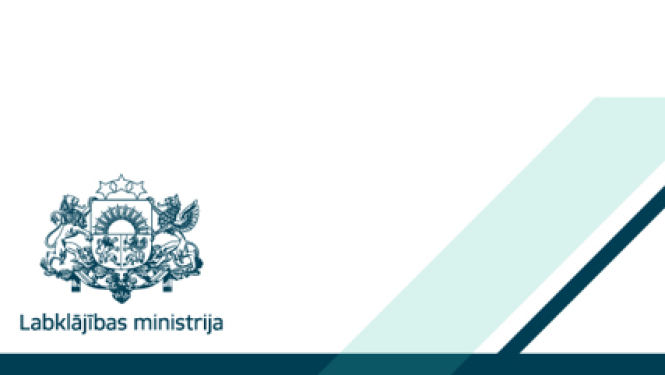Labklājības ministrijas logo un nosaukums un blakus ilutratīvas bildes no infografikas