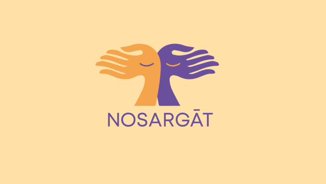 attēlotas divas rokas un uzraksts nosargāt