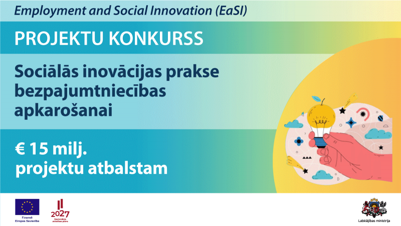 Infografika - aicinātijums piedalīties ideju konkursā par bezpajumtniecības problēmu risināšanu