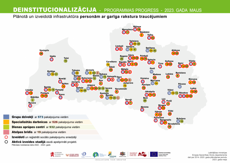 Deinstitucionalizācijas infrastruktūras progresa karte cilvēkiem ar garīga rakstura traucējumiem