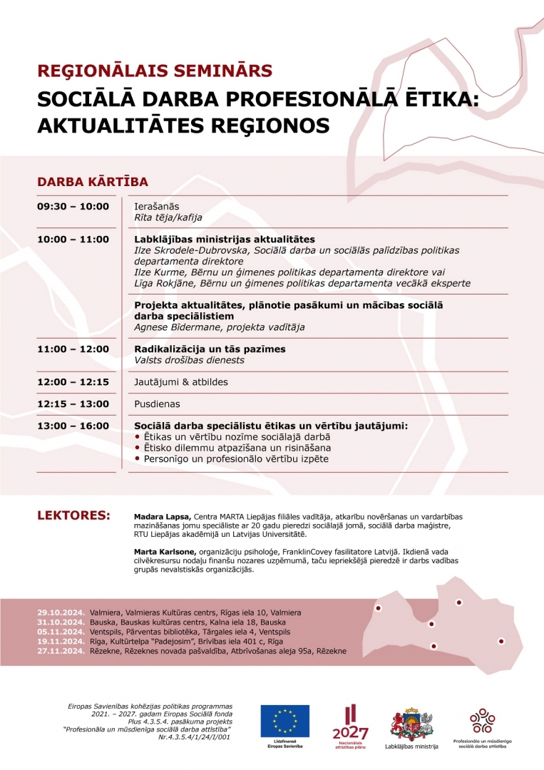 Reģionālo semināru darba kārtība