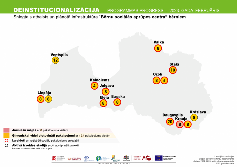 Deinstitucionalizācijas infrastruktūras progresa karte ārpusģimenē augošiem bērniem