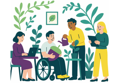 Attēls, kas raksturo pozitīvu, iekļaujošu darba vidi