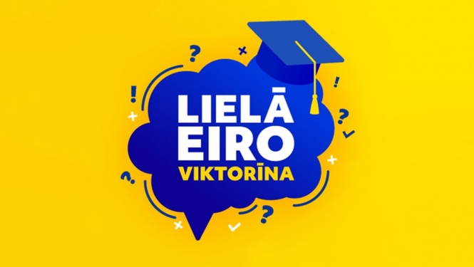 "Lielā eiroviktorīna" logo uz dzeltena fona