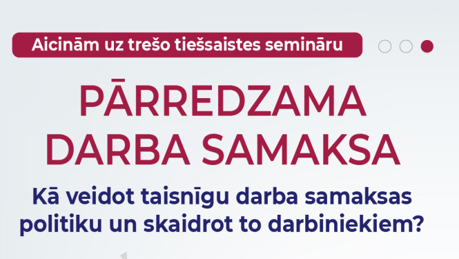 Tiešsaistes semināra afiša: "parredzama darba samaksa"