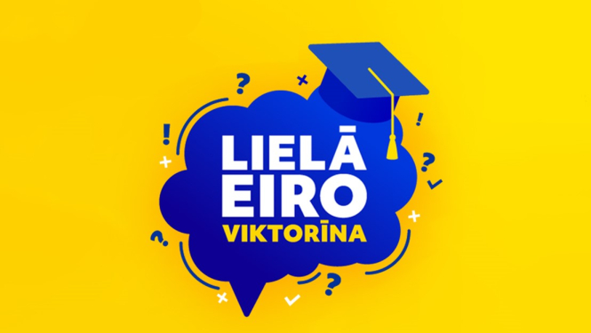 "Lielā eiroviktorīna" logo uz dzeltena fona