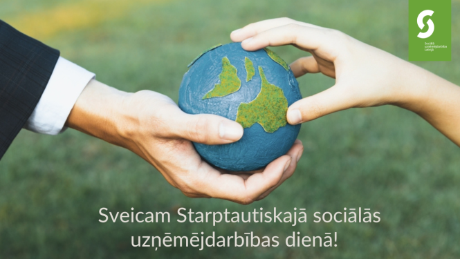 Starptautiskaās sociālas uzņemējdarbības dienas vizuāli, rokas aptver zemes plānētu