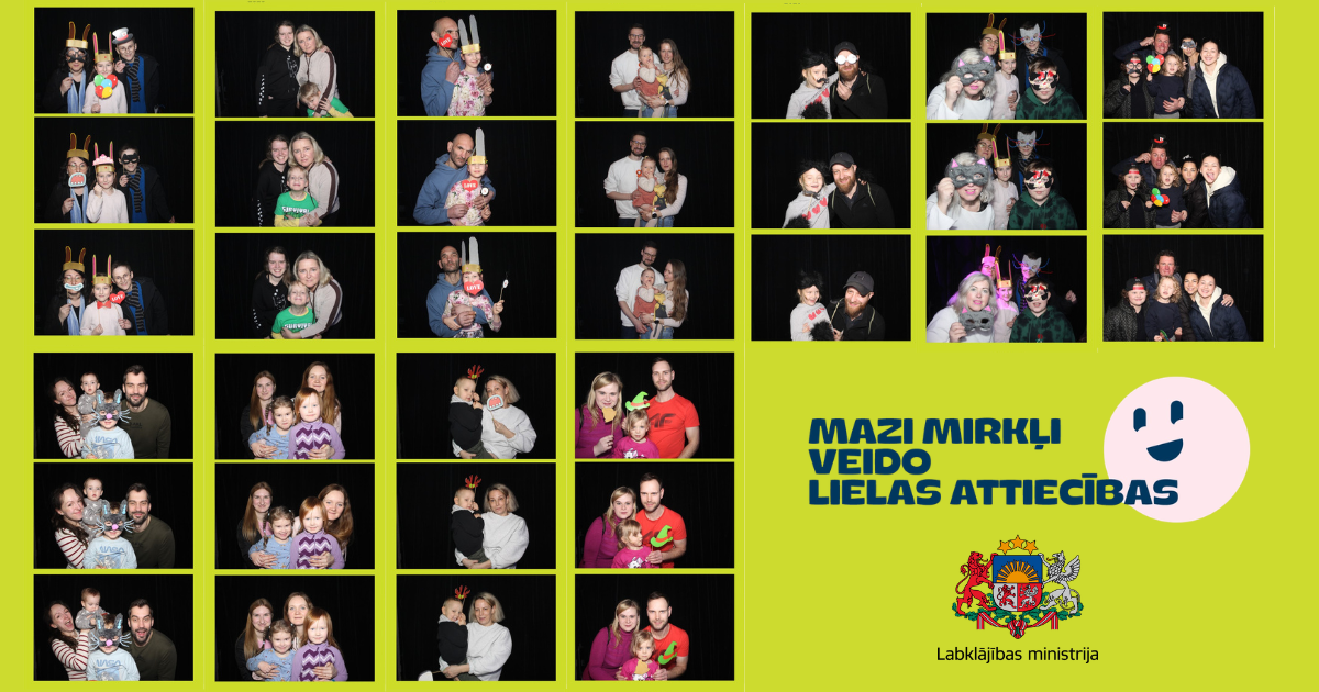 Pasaku festivāla “Ģimenes foto pieturas” foto kolāžas ar ģimenēm kas uztaisījušas foto būdiņas bildes