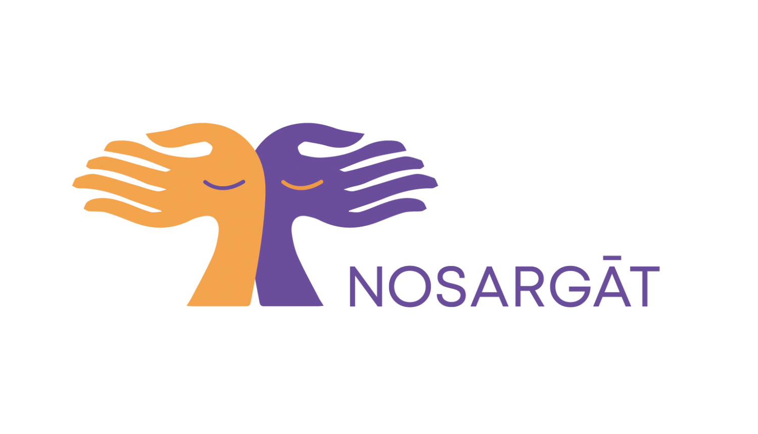 Nosargāt logo (rokas dzeltena un violeta)