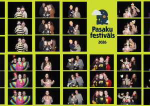 Pasaku festivāla “Ģimenes foto pieturas” foto kolāžas ar ģimenēm kas uztaisījušas foto būdiņas bildes