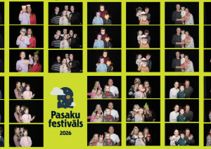 Pasaku festivāla “Ģimenes foto pieturas” foto kolāžas ar ģimenēm kas uztaisījušas foto būdiņas bildes